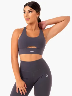 Sports teams Halter neck seams Base Racer Back Sports Bra - Charcoal