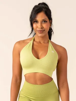 Elegant sports apparel Lift Rib Seamless Halter Sports Bra - Olive