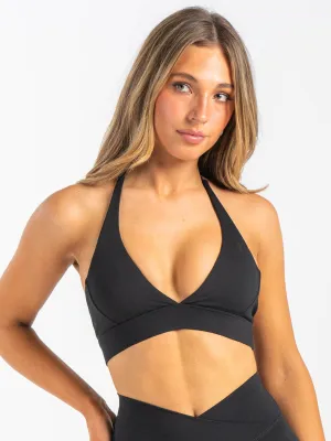 NKD Halter Sports Bra - Black Striped activewear