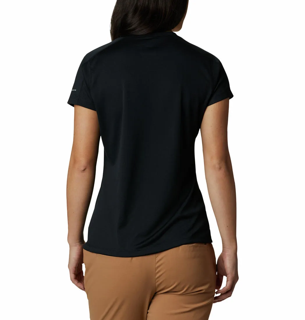 Columbia Women Black Zero Rules Short Sleeve Shirt (Sun Protection) Textured Surface Cozy Comfort