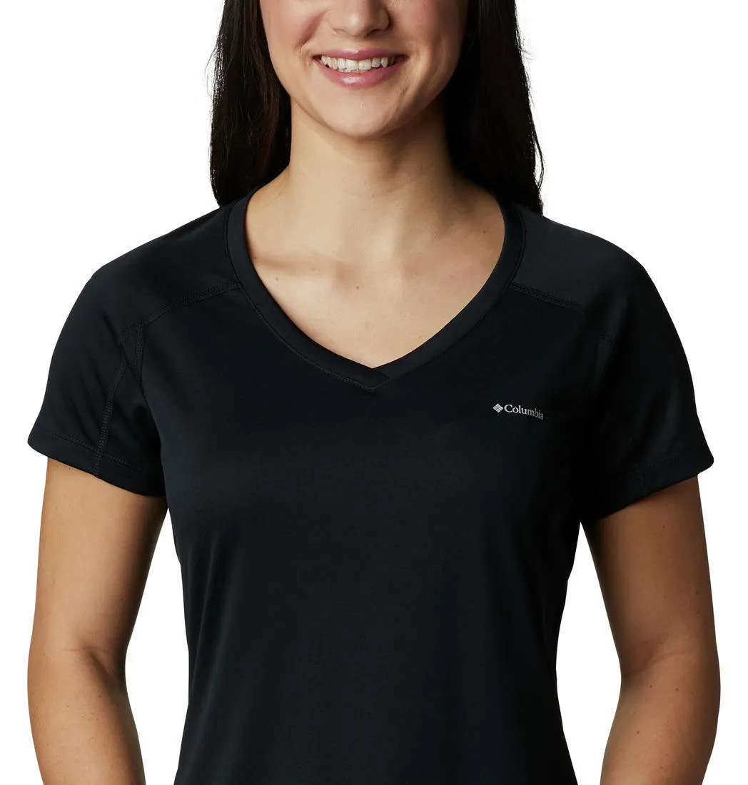 Columbia Women Black Zero Rules Short Sleeve Shirt (Sun Protection) All-Purpose Comfort Lightweight Material