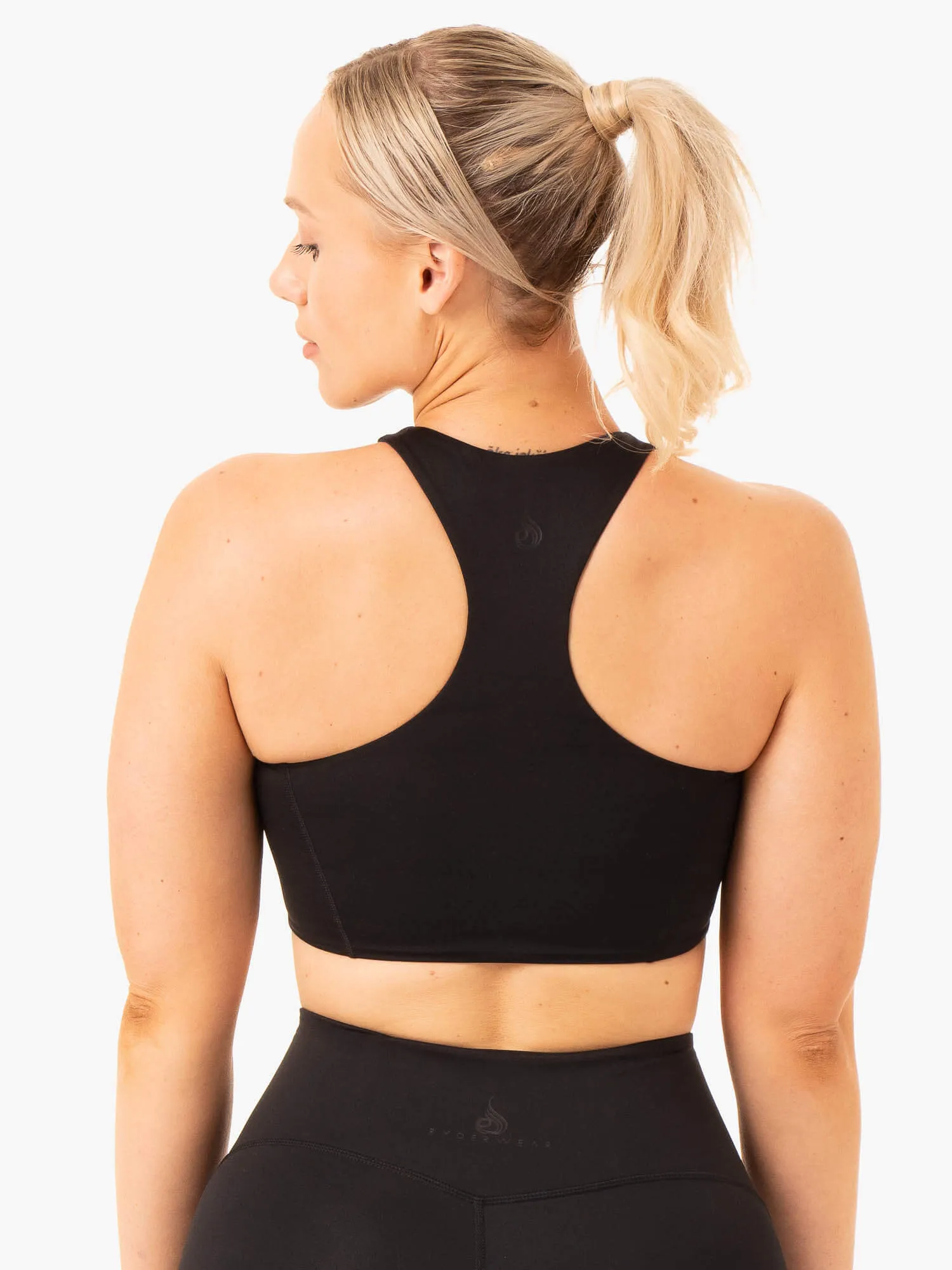 NKD Frame Long Line Sports Bra - Black Versatile Fabric Coverstitch