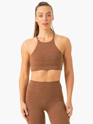 Transform Reversible Sports Crop - Chocolate Zebra Racerback Design Training Gear
