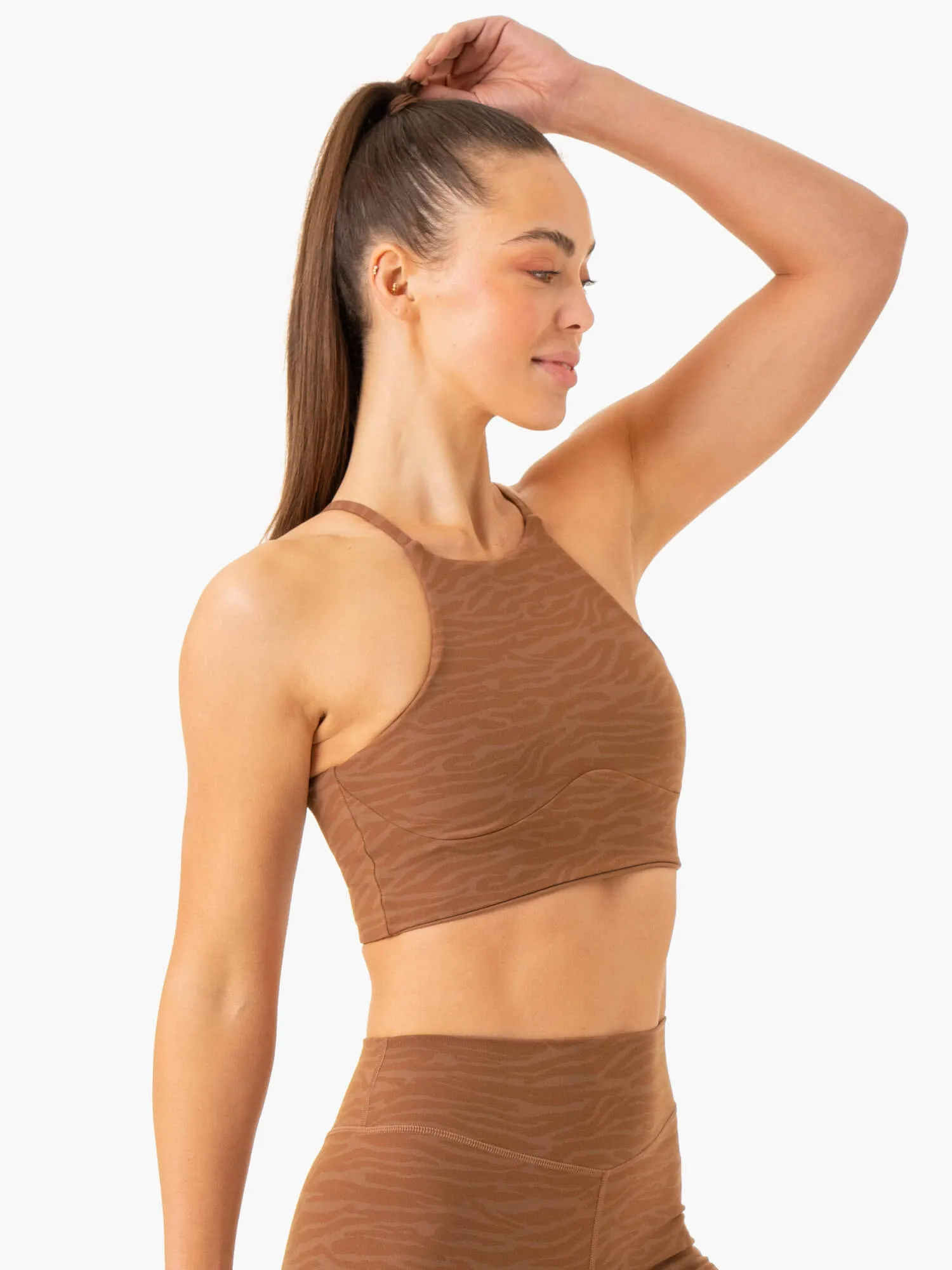 Adjustable hook Transform Reversible Sports Crop - Chocolate Zebra