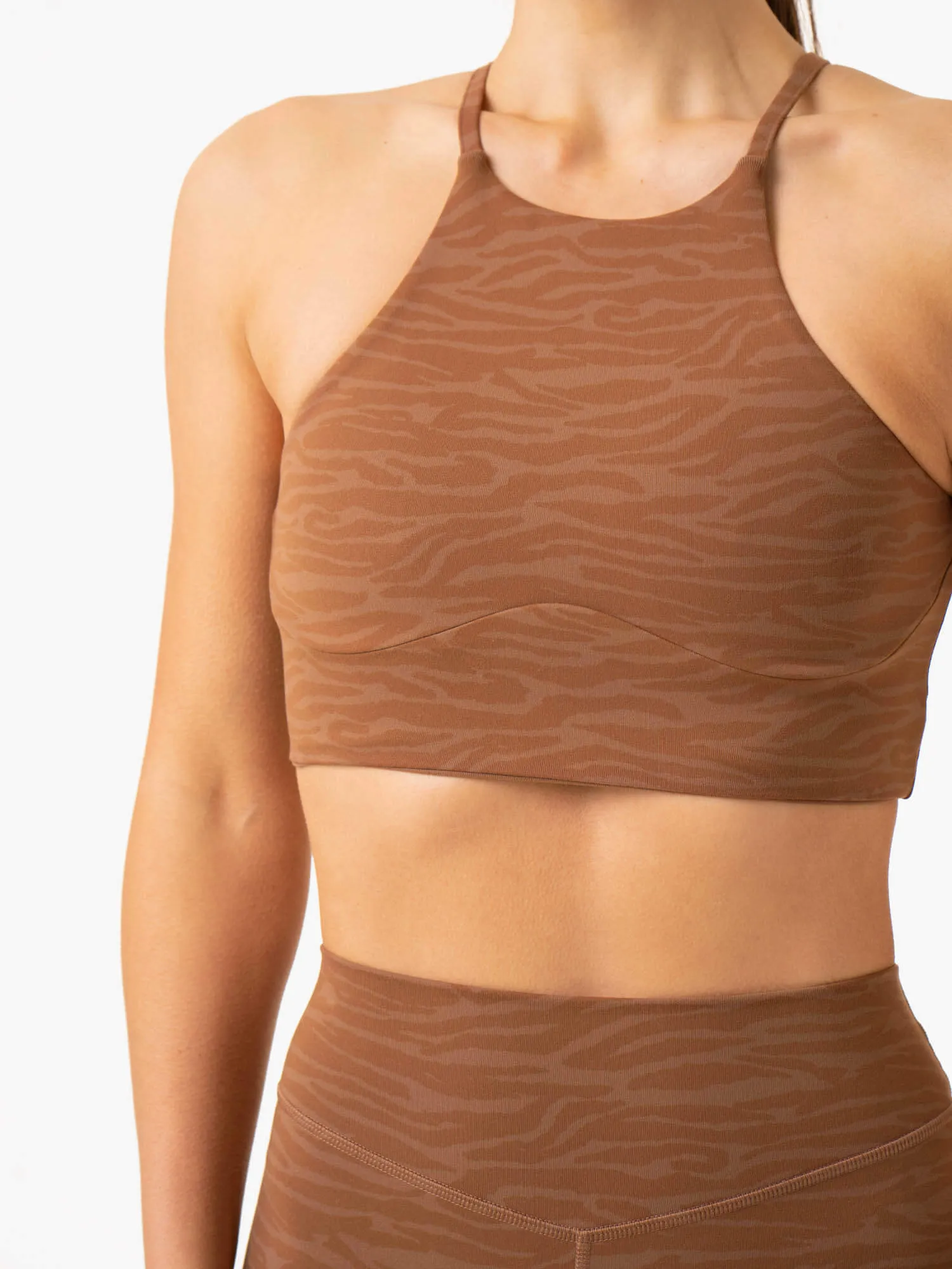 Anti Bacterial Fabric Eco Friendly Textile Transform Reversible Sports Crop - Chocolate Zebra