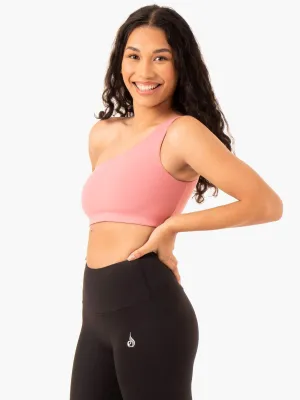 Adapt One Shoulder Sports Bra - Blush Pink slim fit