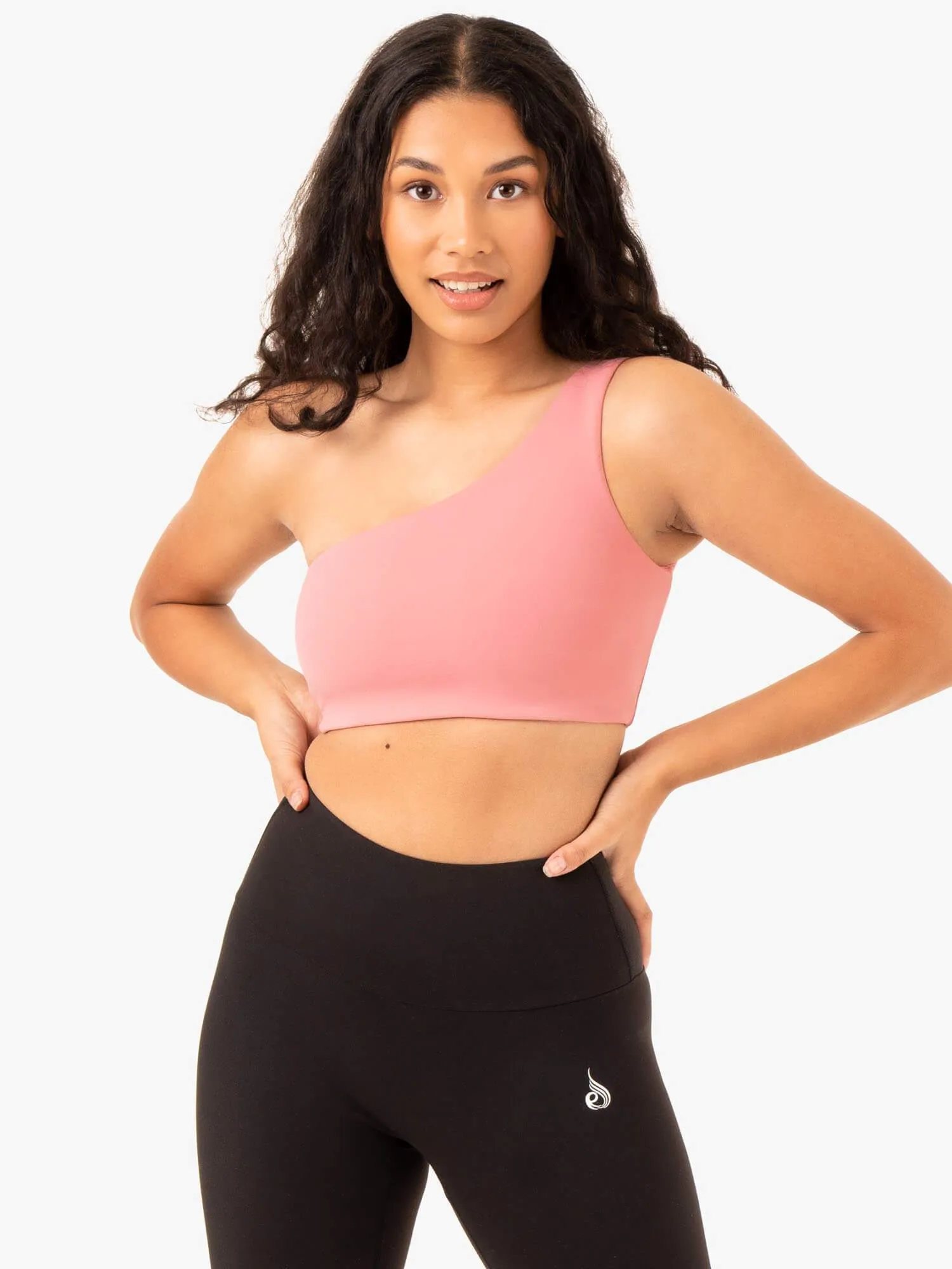 Adapt One Shoulder Sports Bra - Blush Pink Easy Comfort Shock Absorption Zones