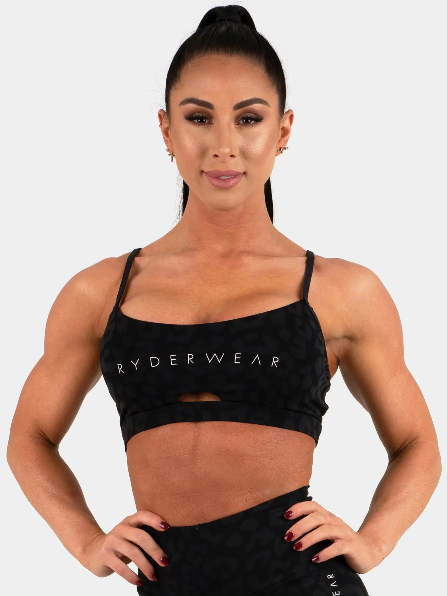 Durable Build Postpartum Animal Sports Bra - Leopard Black