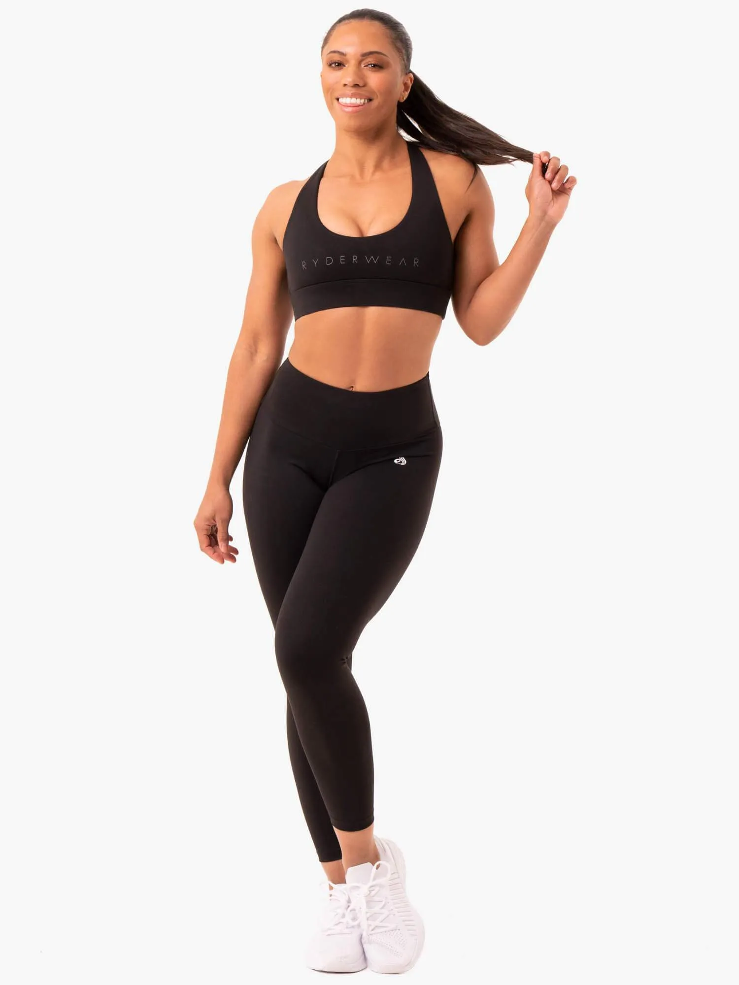 Staples Cross Over Sports Bra - Black Seamless Texture