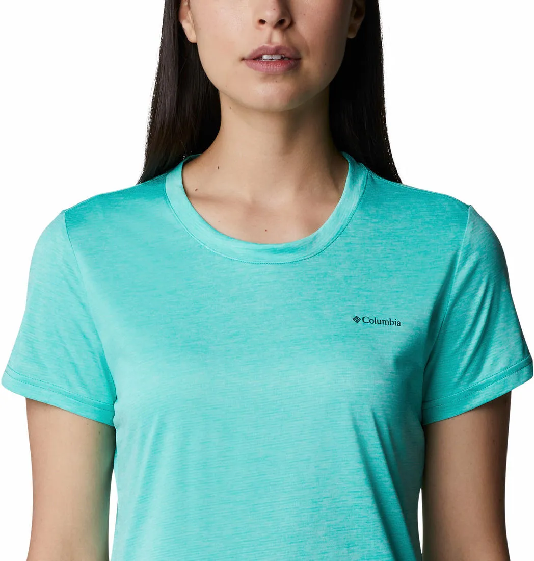 Columbia Women Green Columbia Hike SS Crew Stretch Fit Design
