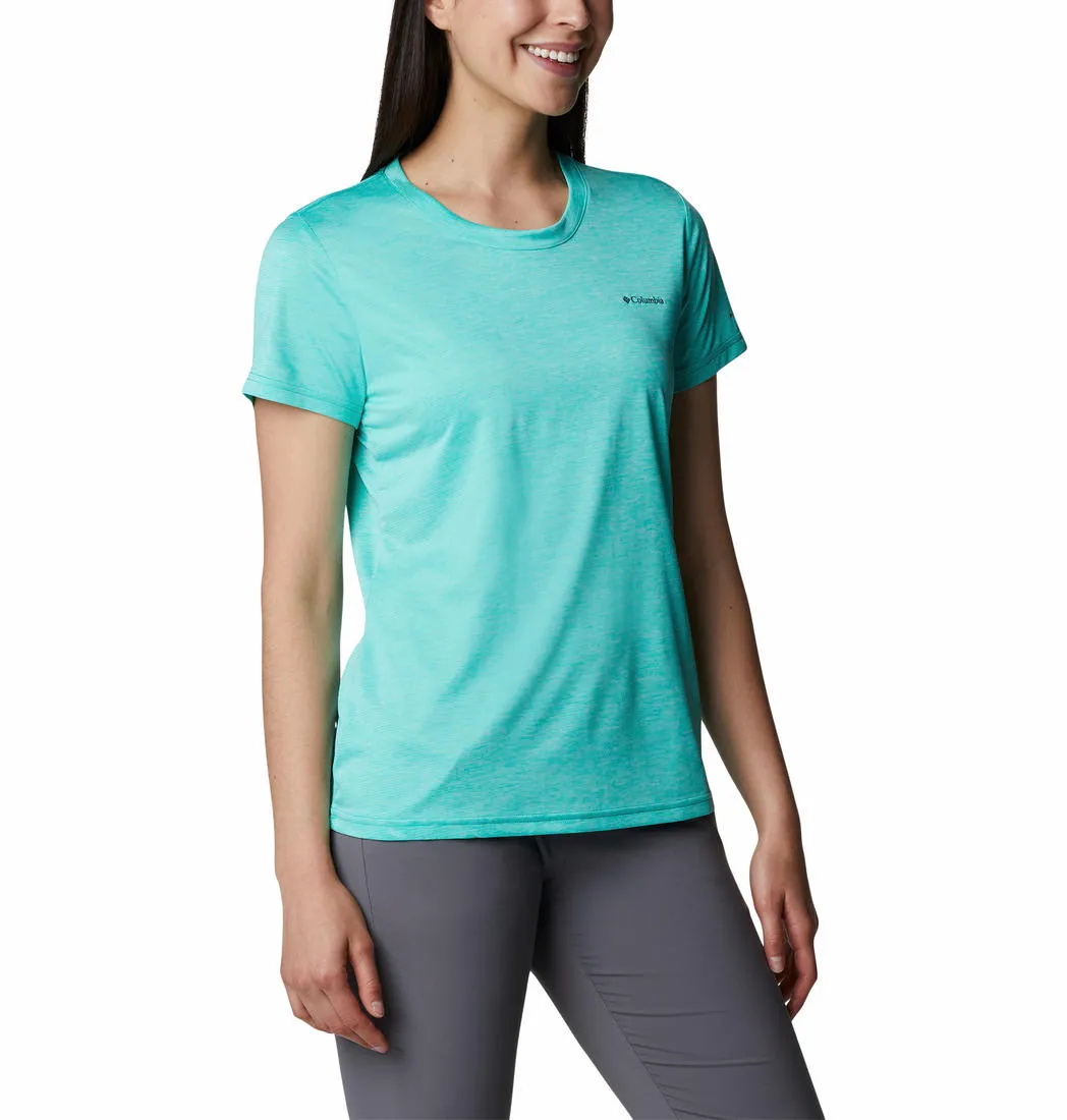 Laser Cut Edges Columbia Women Green Columbia Hike SS Crew