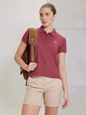 Relaxed Comfort Look Women Solid Slim Fit Polo T-shirt with MATPIQ