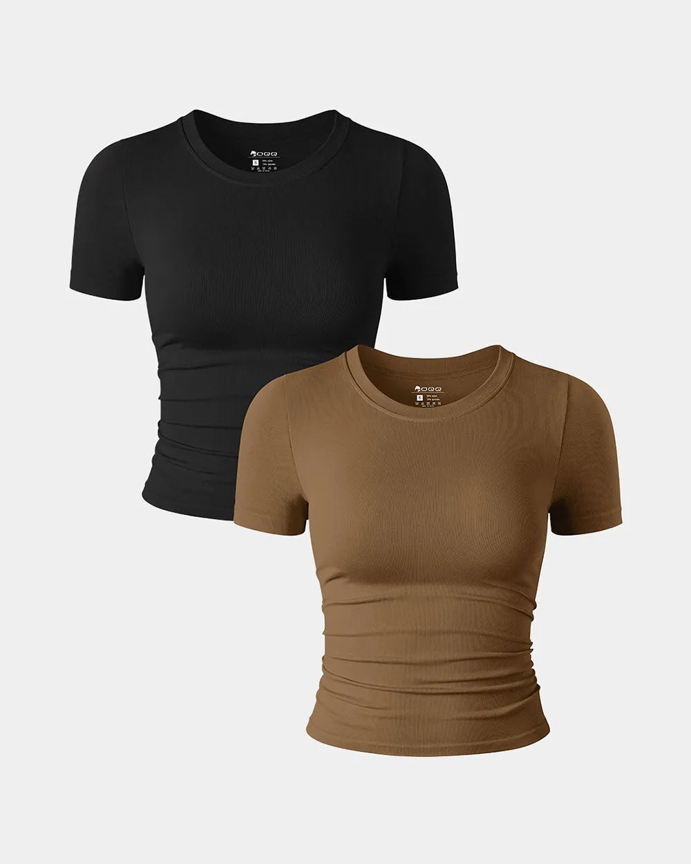 Classic Look Short Sleeve Neck Ruched  Fitted Crop Tops