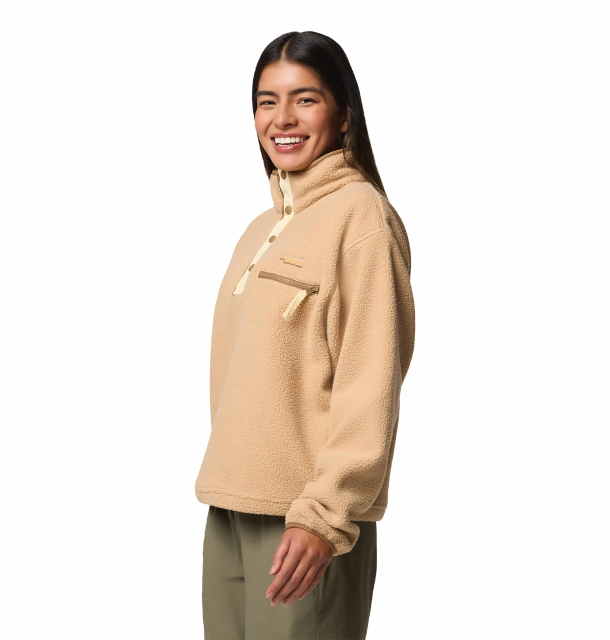 Task Columbia Women Brown Helvetia II Cropped Half Snap Fleece
