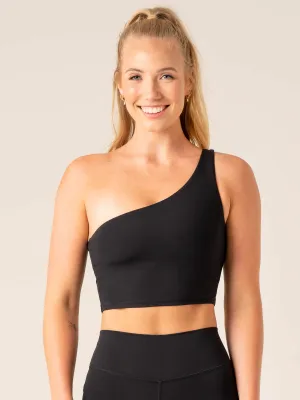 NKD One Shoulder Tank Bra - Black Orange
