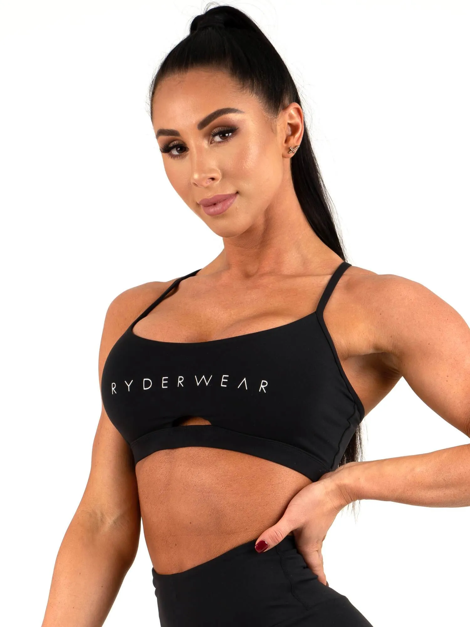 Adjustable Wear Skinny fit seams Staples Sports Bra - Black