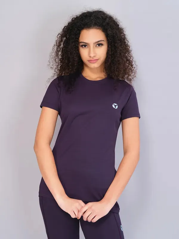 Women Solid Slim Fit Crew Neck T-shirt with TECHNO COOL Travel Essential Casual Appeal