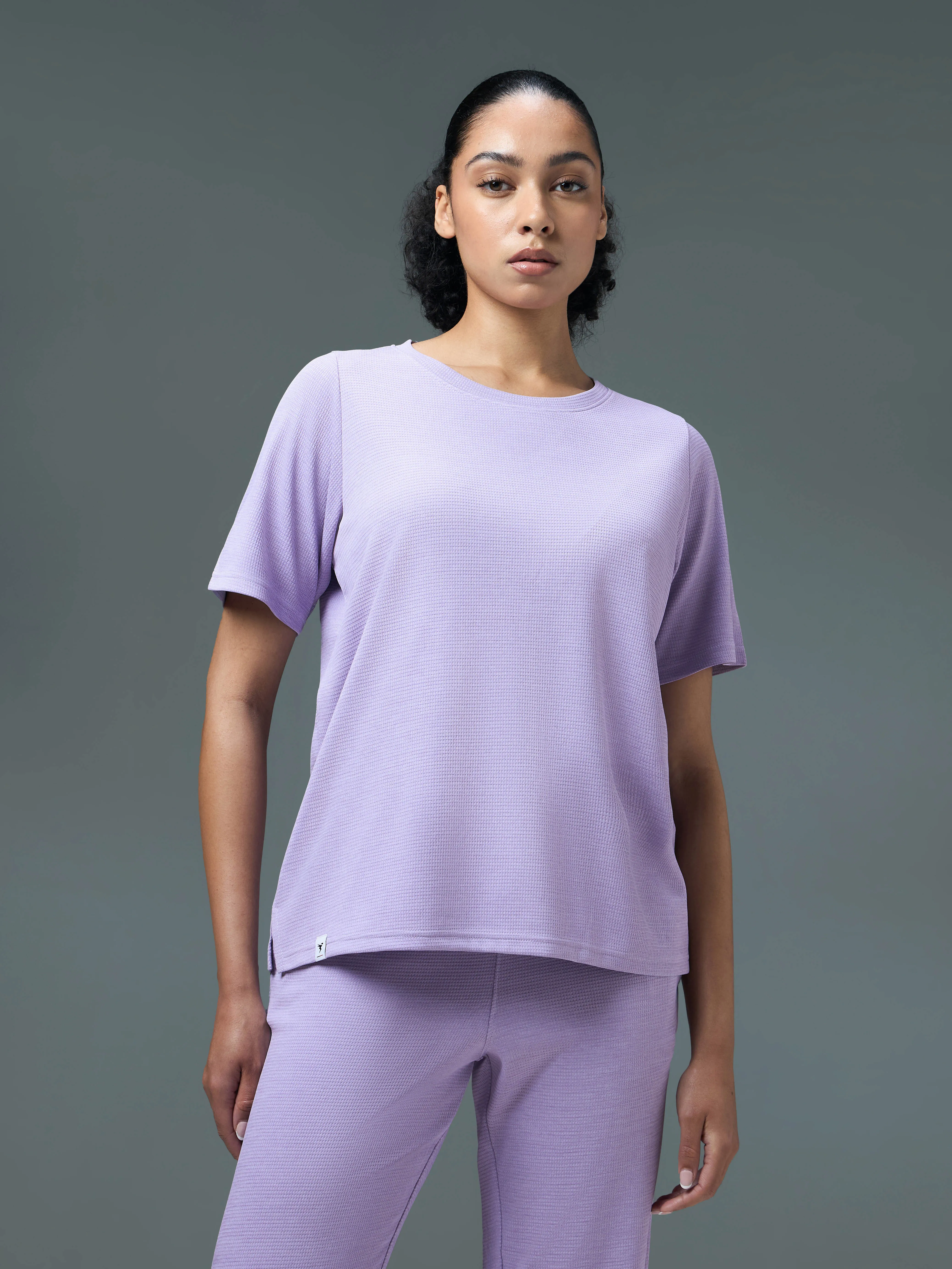 Relaxed Wear Fit Printed design Women Cubic Melange Relaxed Fit Round Neck T-shirt with DOUBLE COOL