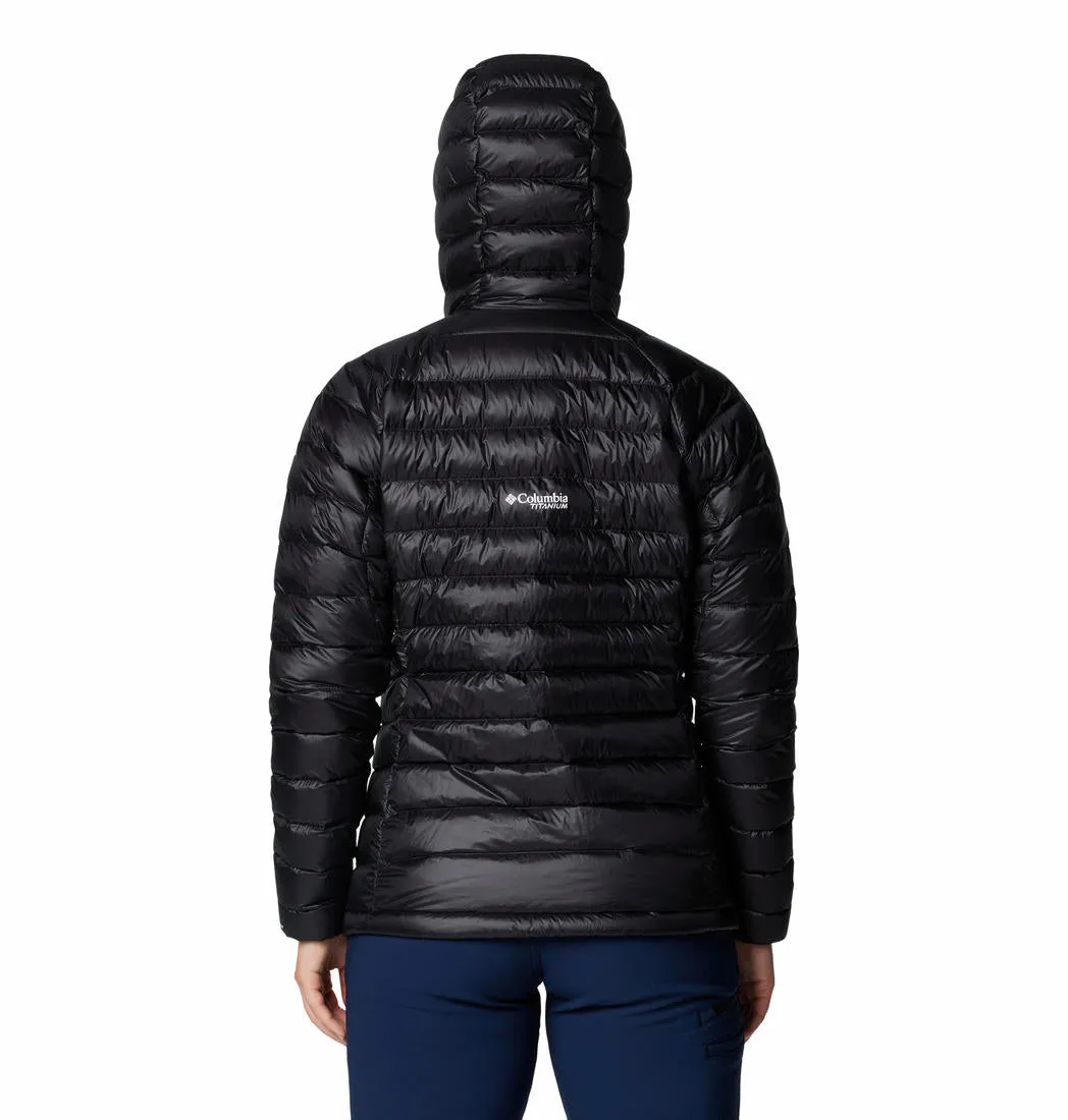 Columbia Women Black Arctic Crest Down Hooded Jacket Performance Wear