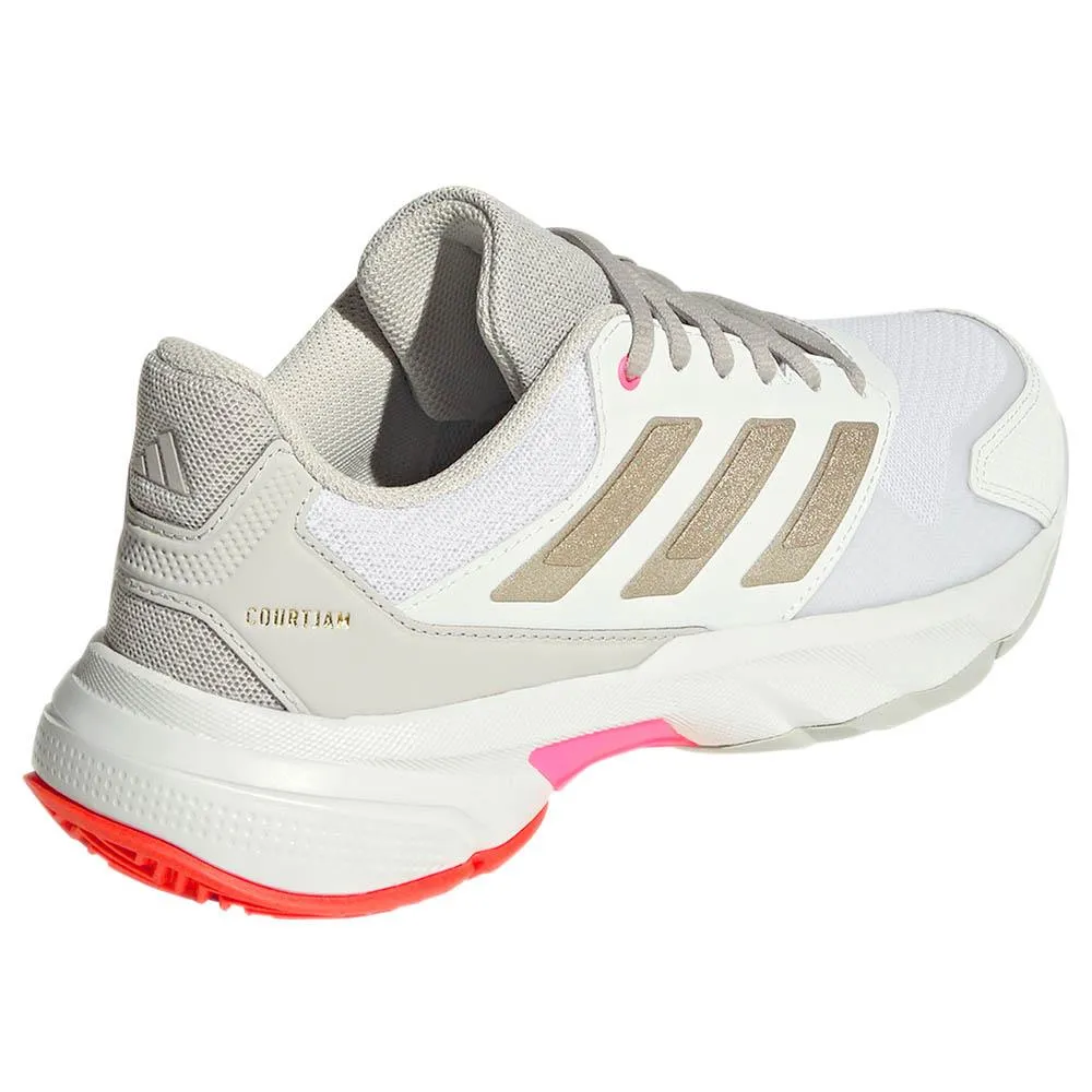 adidas Women's CourtJam Control 3 - Cloud White/Iron Metallic Dynamic Heel Counter
