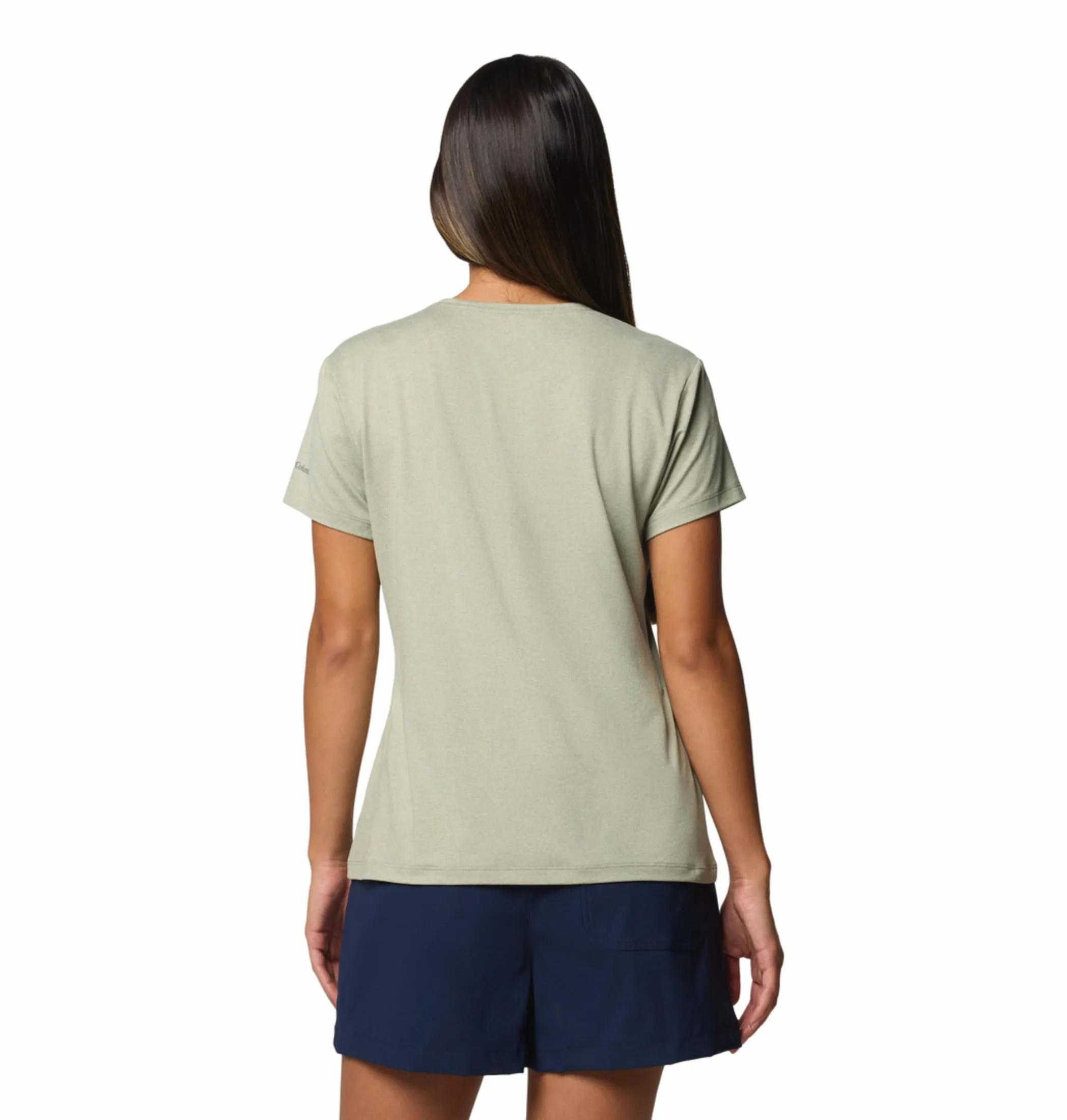 Columbia Women Green Sloan Ridge Graphic SS Tee Multi Panel Structure
