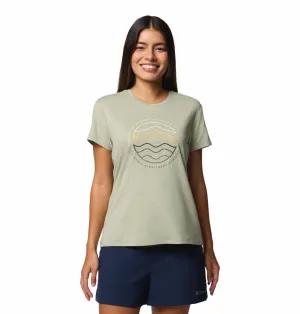 Anti Pilling Treatment Columbia Women Green Sloan Ridge Graphic SS Tee