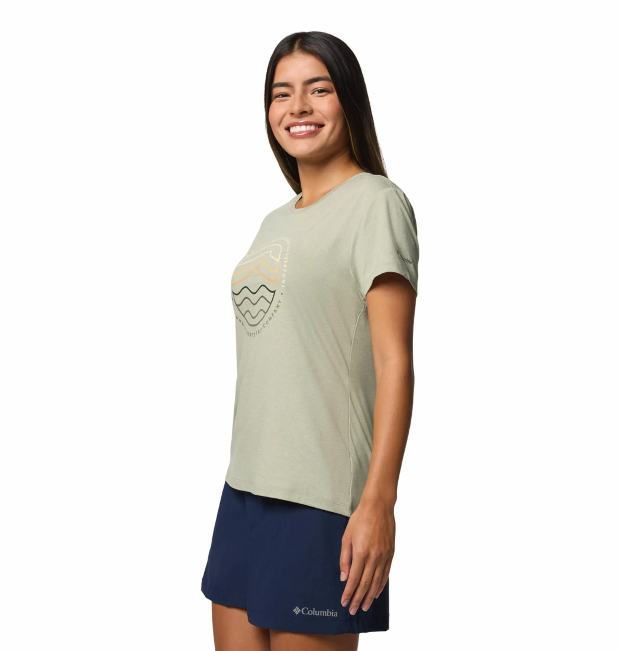 color blocking Columbia Women Green Sloan Ridge Graphic SS Tee