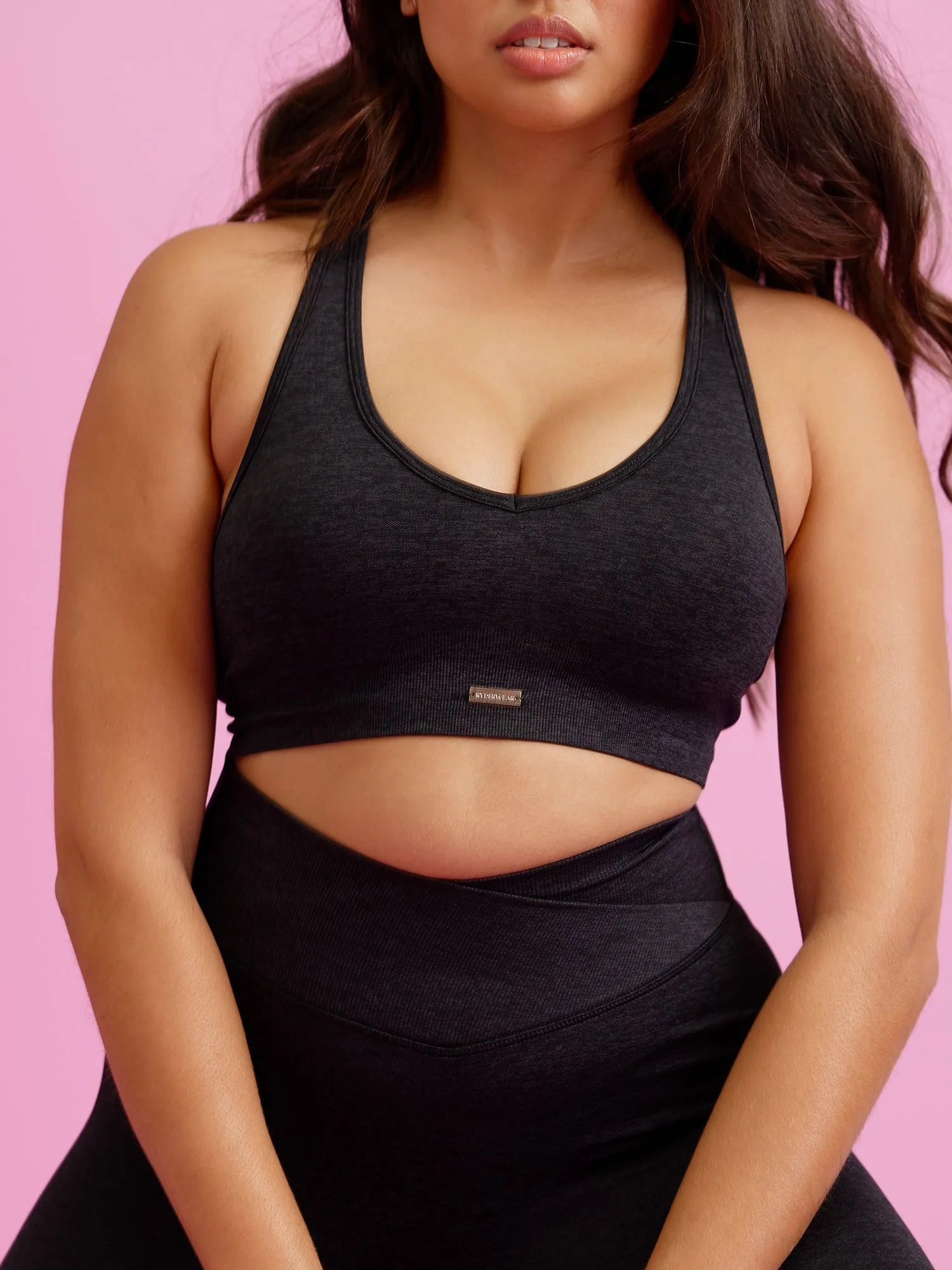 Focus Seamless Sports Bra - Black Marl Lace Postpartum