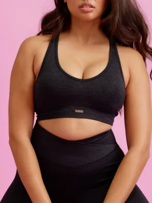 Focus Seamless Sports Bra - Black Marl Lace Postpartum