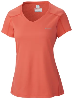 Columbia Women Orange Zero Rules Short Sleeve Shirt (Sun Protection) Everyday apparel Layered Comfort
