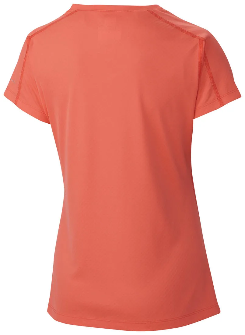 Columbia Women Orange Zero Rules Short Sleeve Shirt (Sun Protection) Quick-Drying Shirt