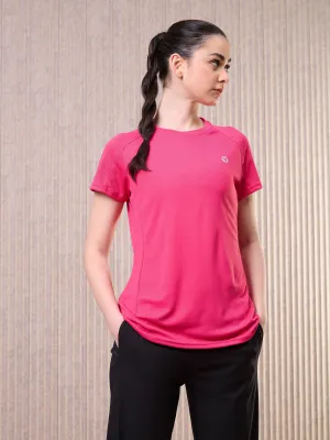 Women Solid Slim Fit Crew Neck T-shirt with TECHNO COOL Simple and Comfortable