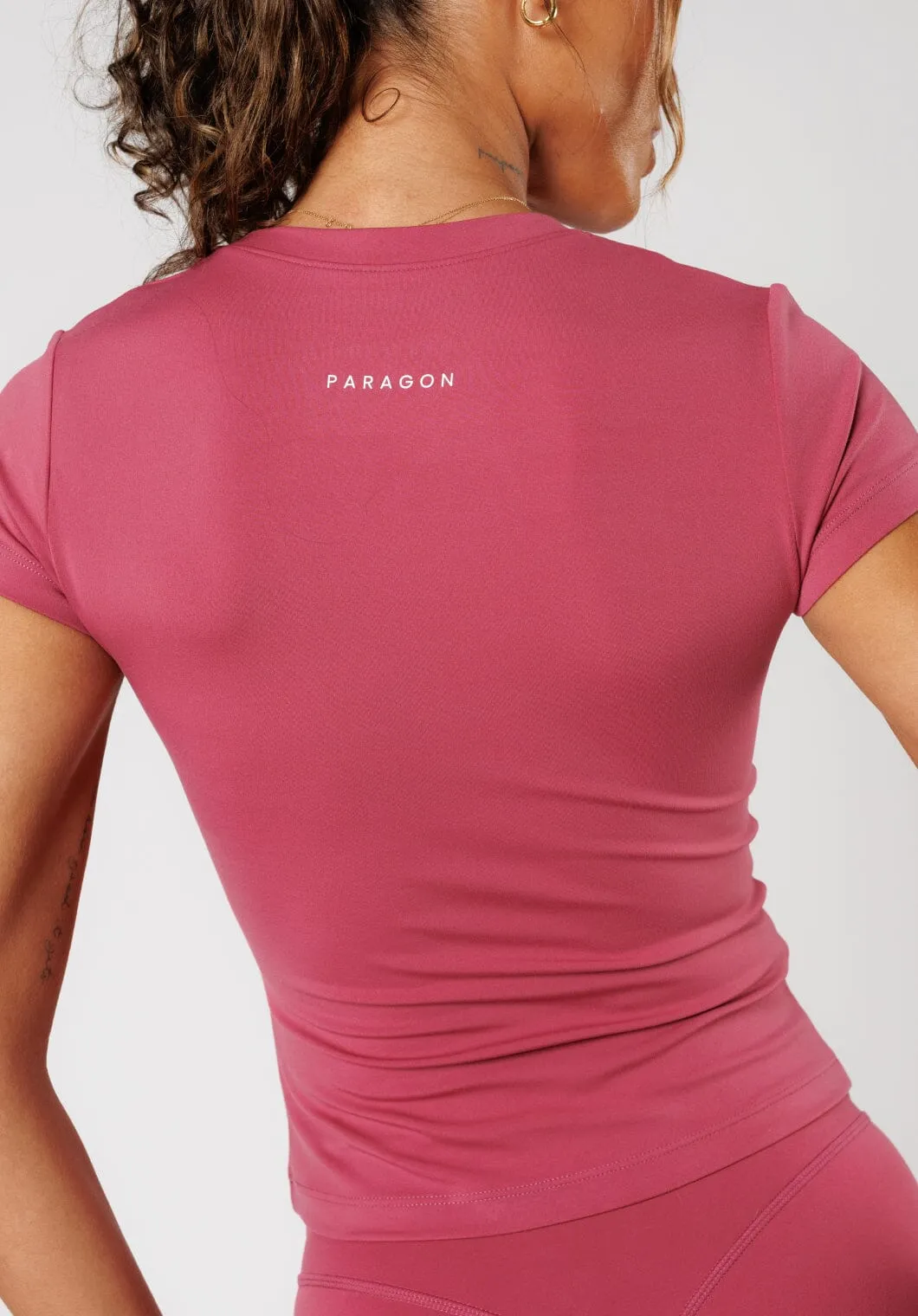 Reluna? Full Length Short Sleeve Top Raspberry Performance Stretch
