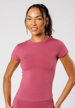 Slim Waist Reluna? Full Length Short Sleeve Top Raspberry