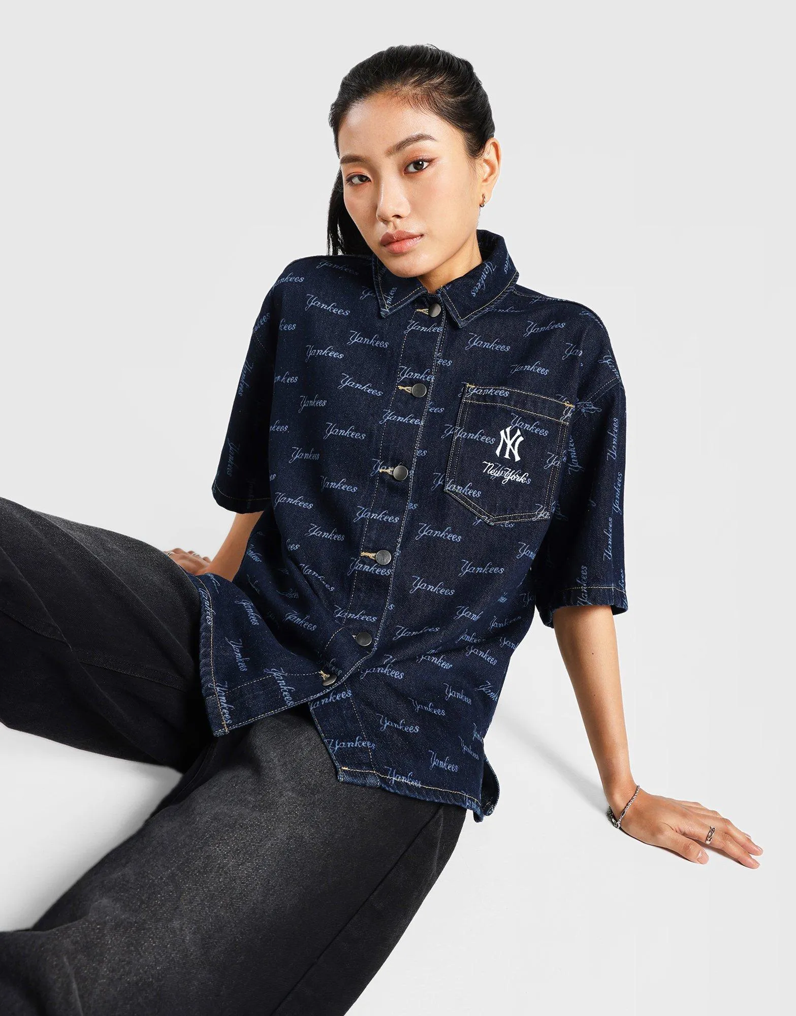 Soft and Flexible No Shrink Technology Monogram Denim Shirt