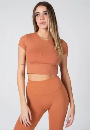 Casual Layer Easy Care Fabric LiteSpeed Short Sleeve Crop Fawn