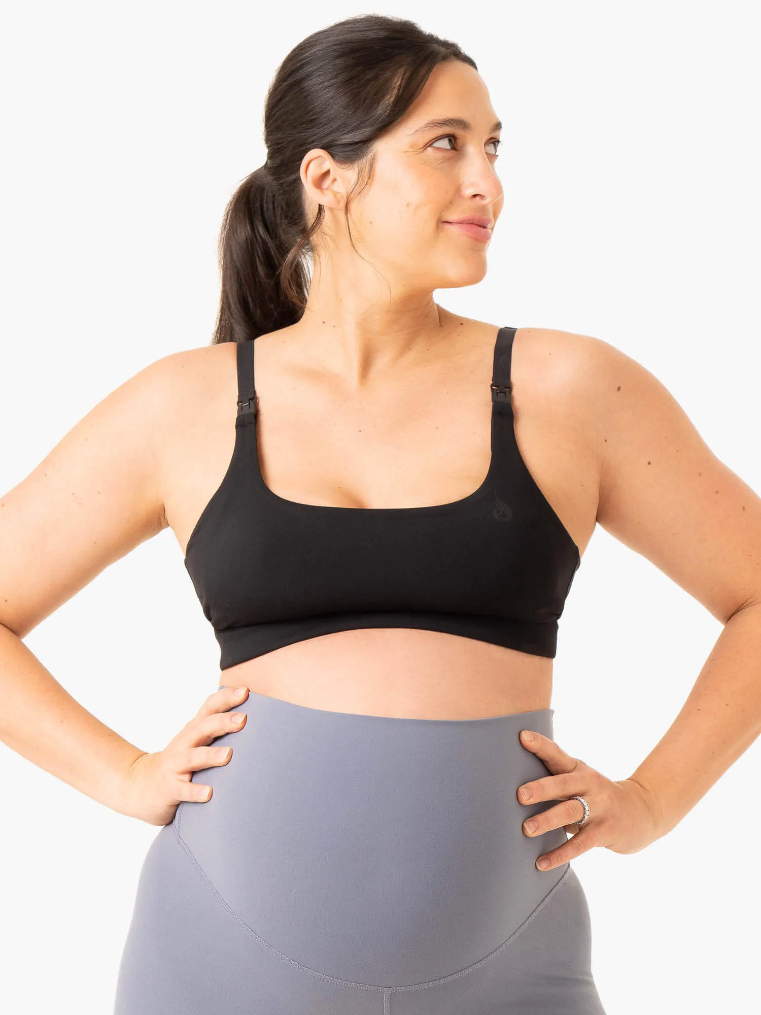 Active Bump Sports Bra - Black Lightweight Closure Satin