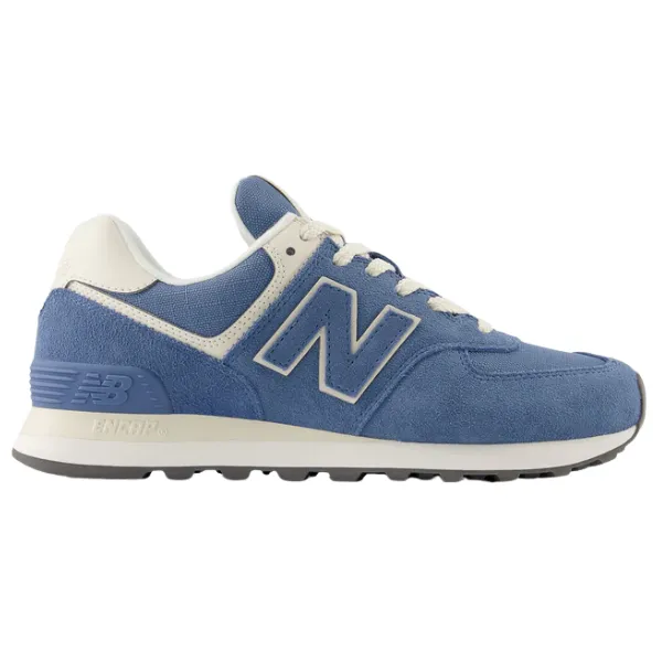 Style - conscious embossed - finish - design shoes New Balance Women's 574 Blue