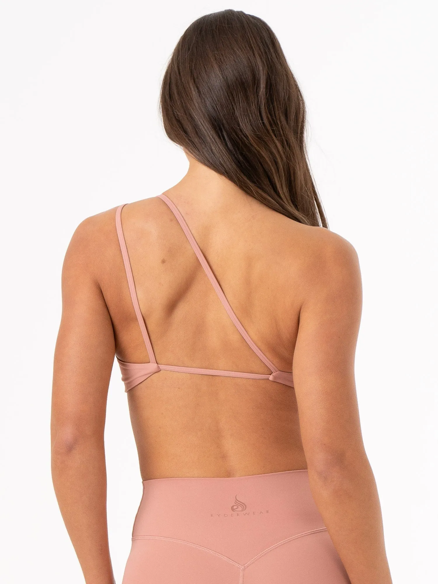 floral NKD One Shoulder Sports Bra - Dusty Pink
