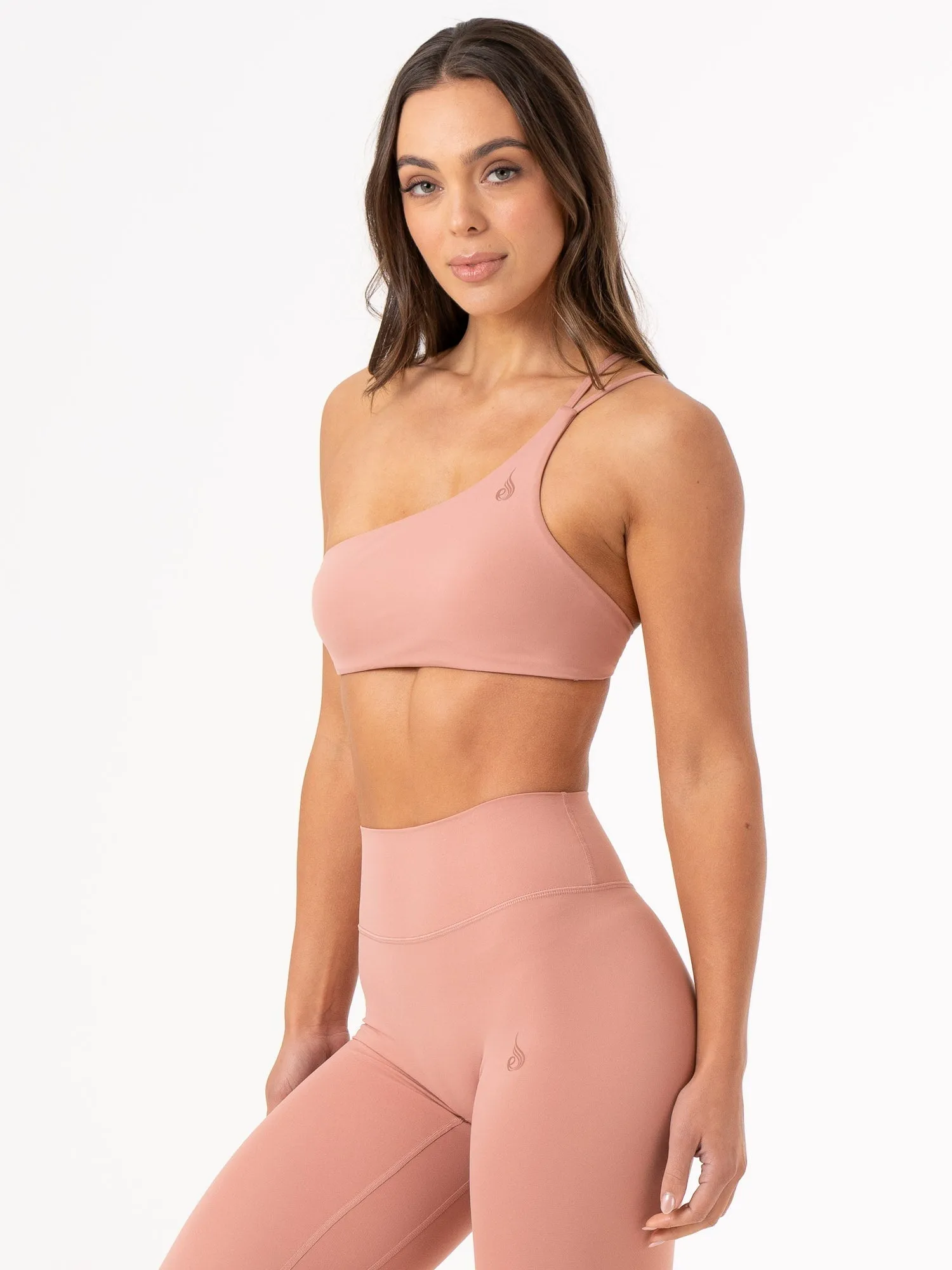 Breathable Support NKD One Shoulder Sports Bra - Dusty Pink