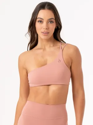 Hook-and-eye closure NKD One Shoulder Sports Bra - Dusty Pink