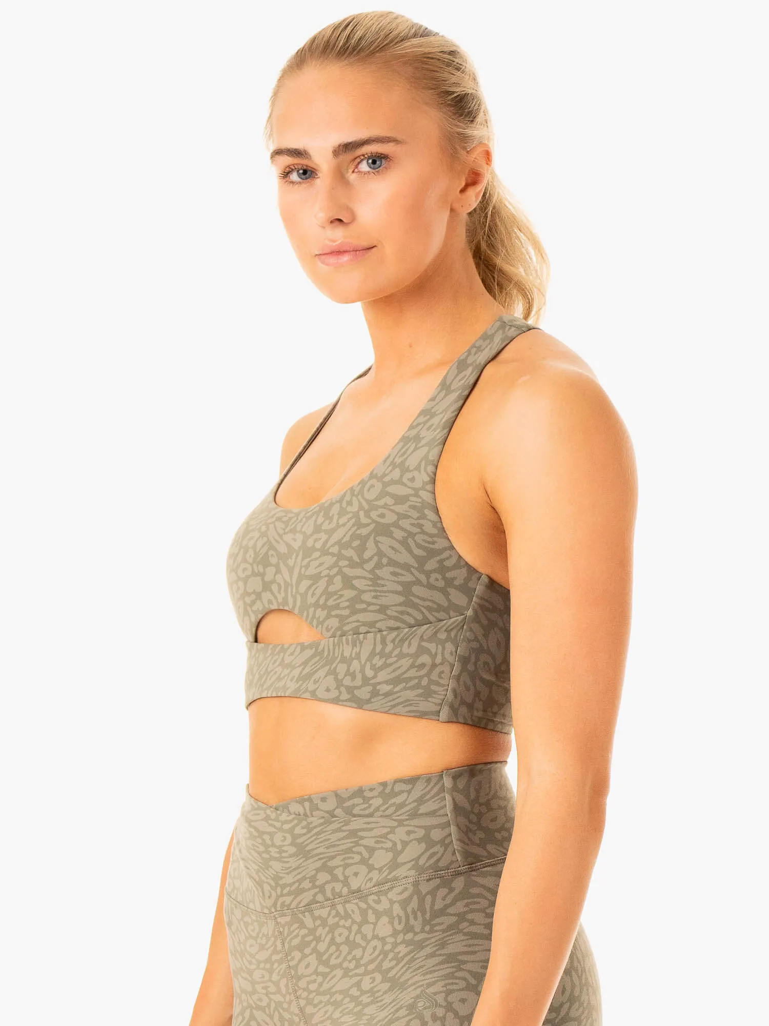 Rotation Sports Bra - Khaki Leopard Easy Comfort