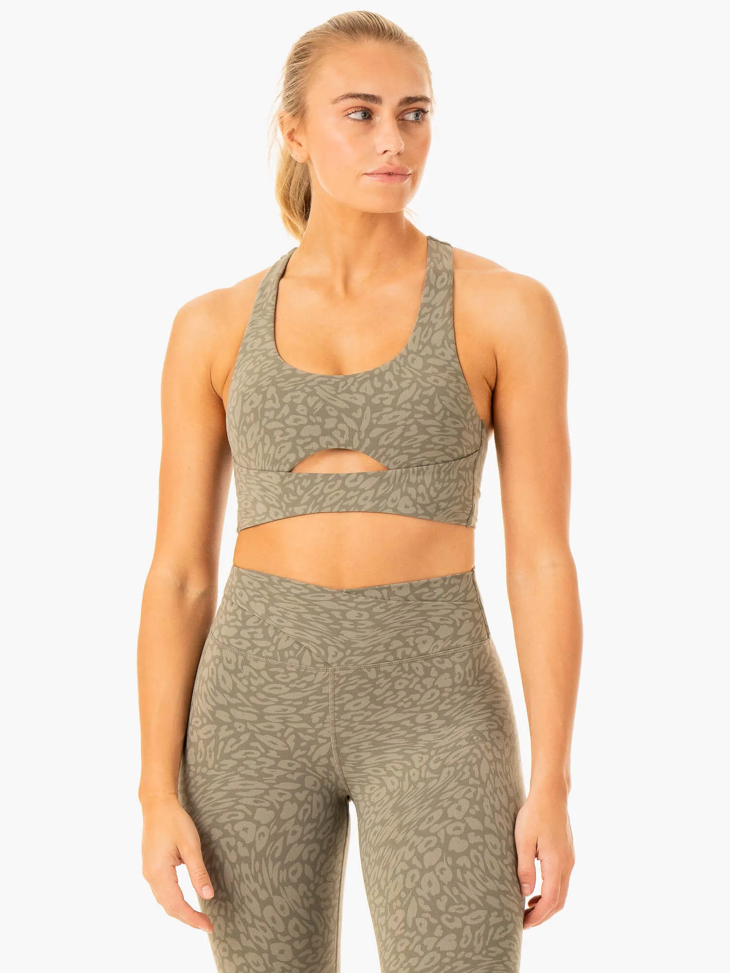 Cyclists of all ages Rotation Sports Bra - Khaki Leopard