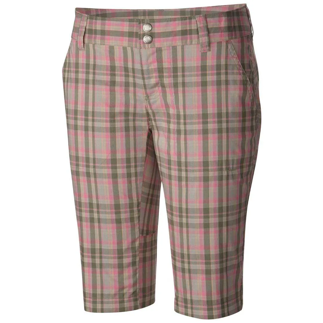 Columbia Women Red Saturday Trail II Plaid Short (Sun Protection) Glide On Waist System Weekend Style