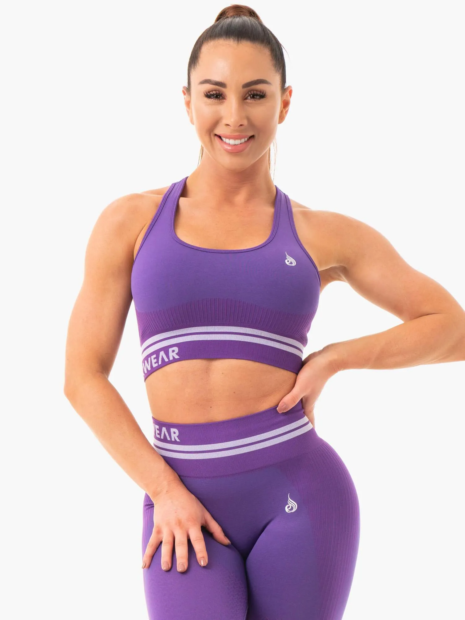 Blind stitching seams Freestyle Seamless Longline Sports Bra - Purple
