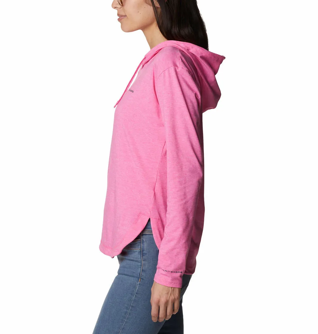 Stylish Day Wear Comfy Fit Layer Columbia Women Pink Sun Trek Hooded Pullover (Sun Protection)