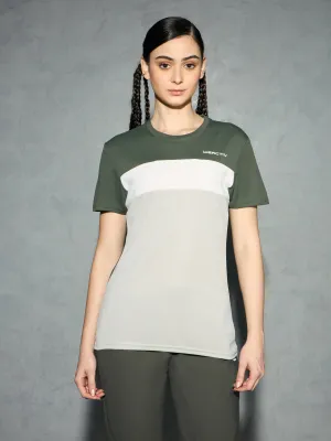 Women Colorblock Slim Fit Round Neck Sports T-shirt with TECHNOCOOL  Workout Gear
