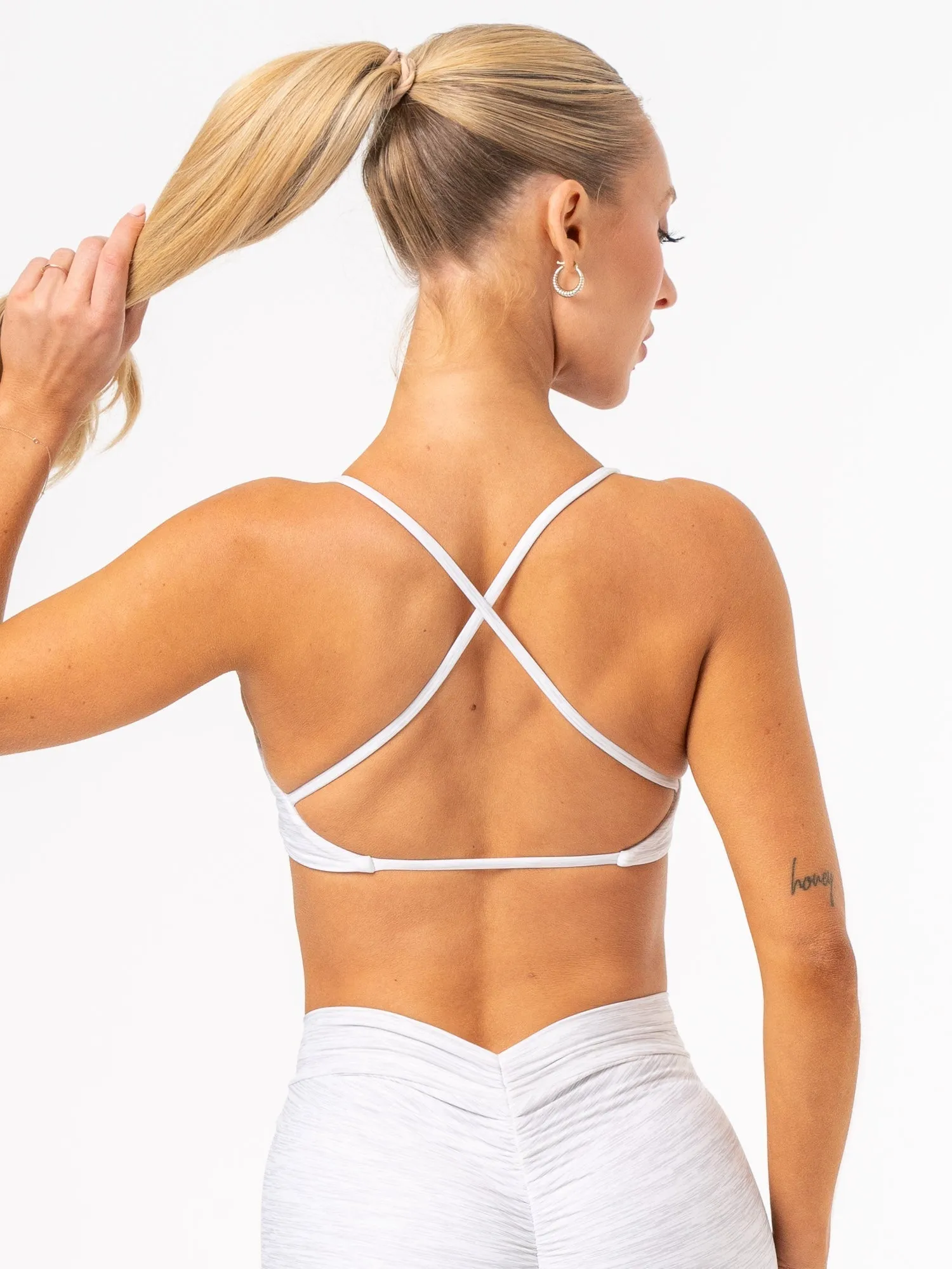 NKD Twist Sports Bra - Grey Marl Piped edges Decorated