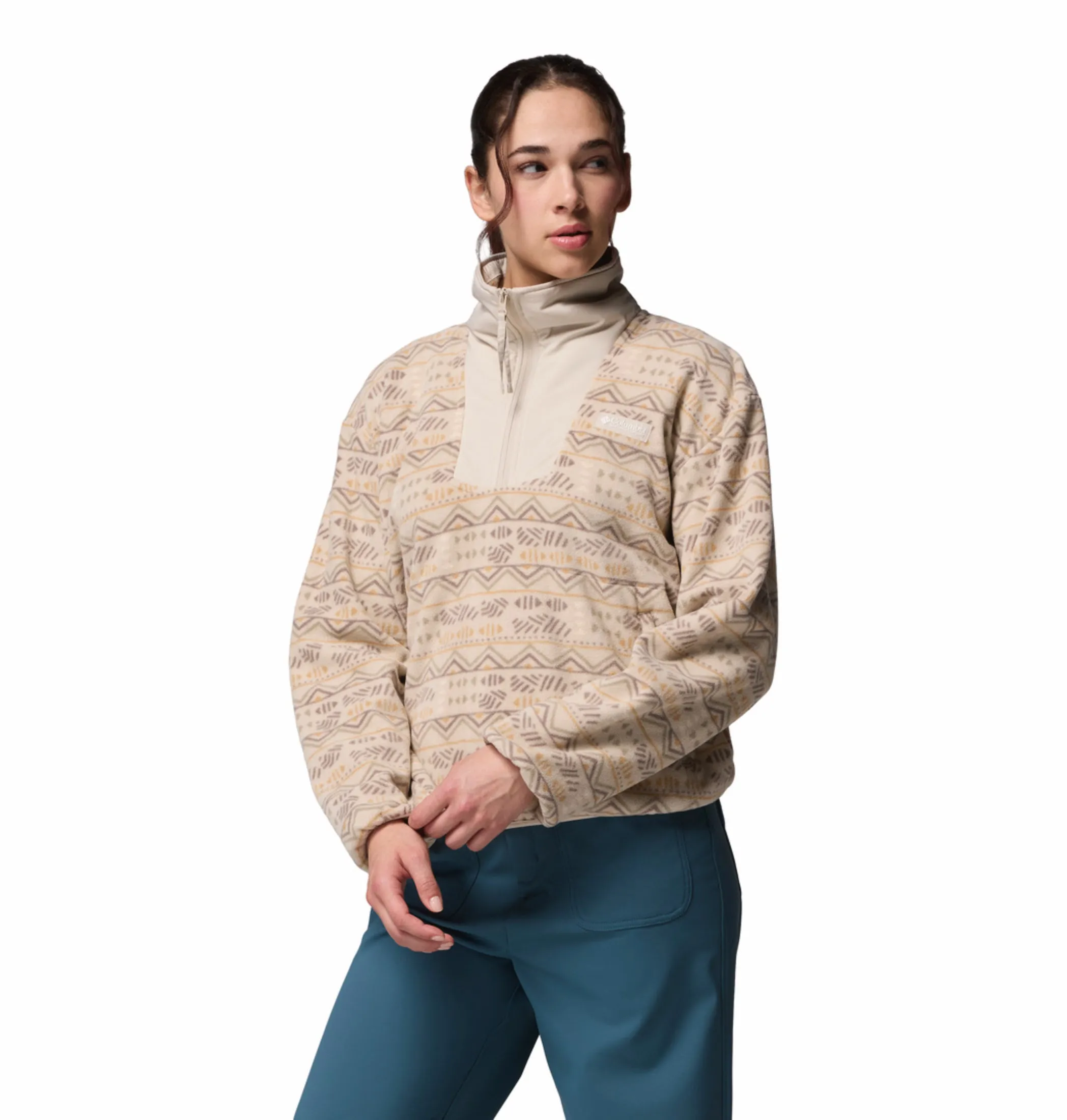 Columbia Women Beige Sequoia Grove Pullover Picture Water Resistant Outerwear