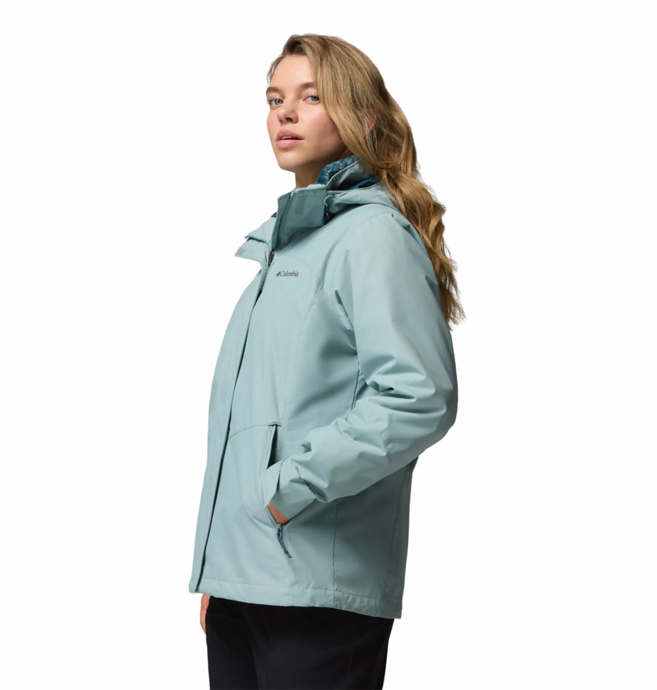 Columbia Women Blue OmniHeat Reflective Bugaboo III Fleece Interchangeable Jacket scarf